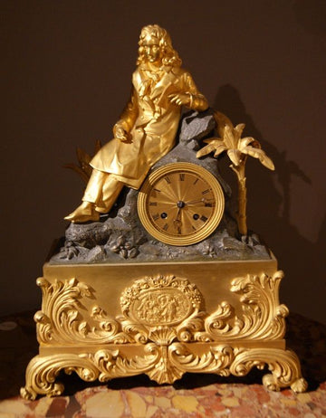 Pendule de table parisienne de 1800. Bronze doré au mercure