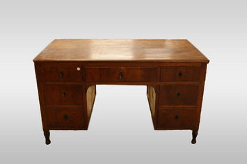 Italian writing desk from the 19th century in flamed walnut