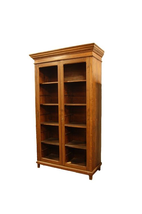 Antica grande libreria italiana del 1800 in abete