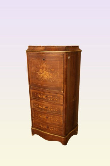 Louis XV secretaire desk chest with French red marble top