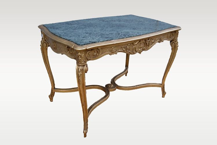Tavolo da salotto del 1800 Luigi XV dorato foglia oro 