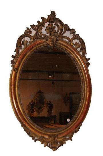 Miroir ovale Louis XV milieu des années 1800