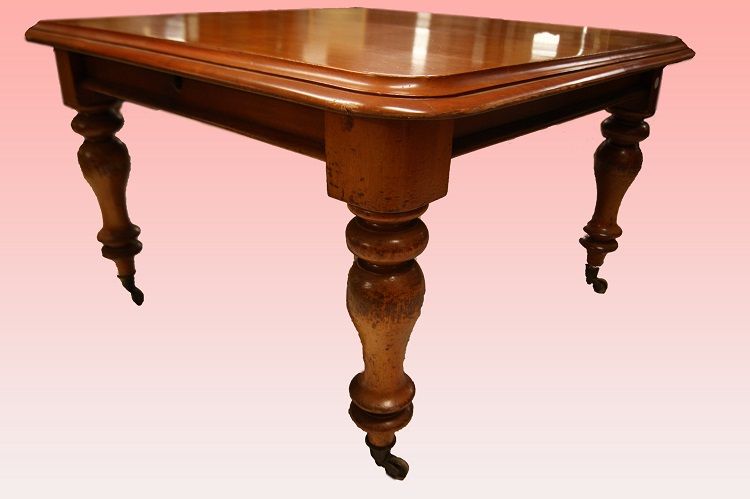 Antico tavolo quadrato allungabile Vittoriano del 1800 mogano