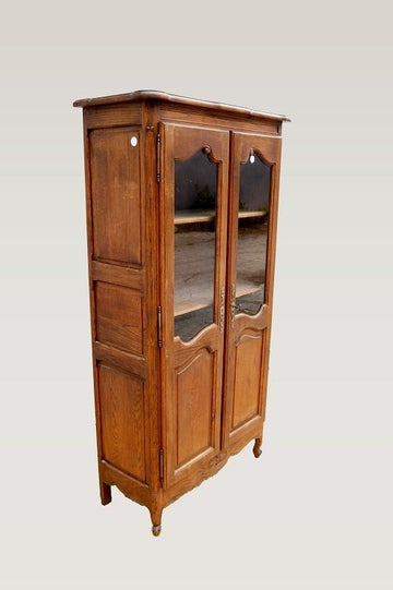 Antique French display cabinet from 1900, simple Provençal oak