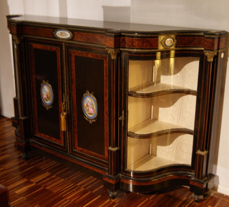 Antica servante in ebano francese Luigi XV del 1800