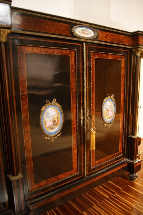 Antica servante in ebano francese Luigi XV del 1800