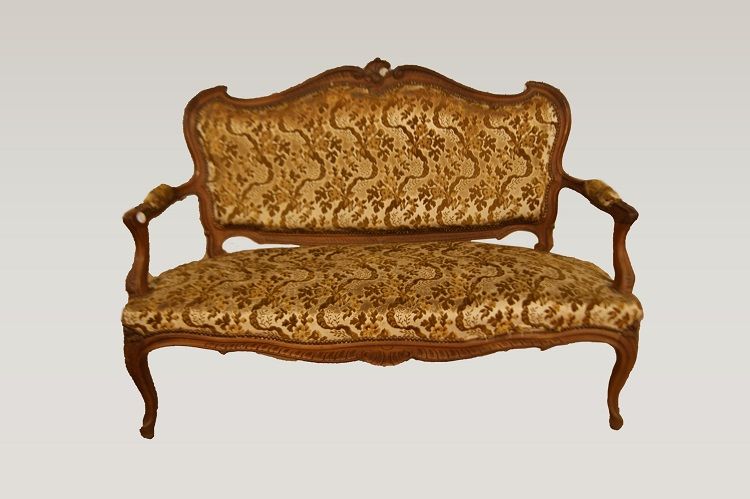 Antico divanetto francese del 1800 in noce Luigi XV