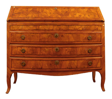 Antique Italian chest of drawers from the 1700s with olive root flap, 3 drawers