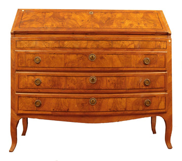 Antique Italian chest of drawers from the 1700s with olive root flap, 3 drawers