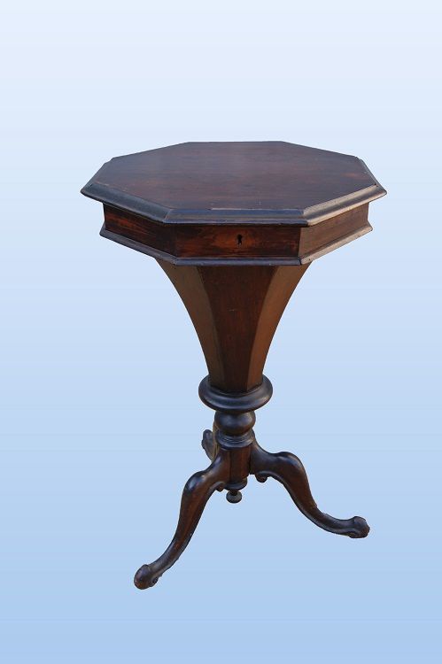 Tavolino da lavoro Vittoriano inglese in legno tinto castagno