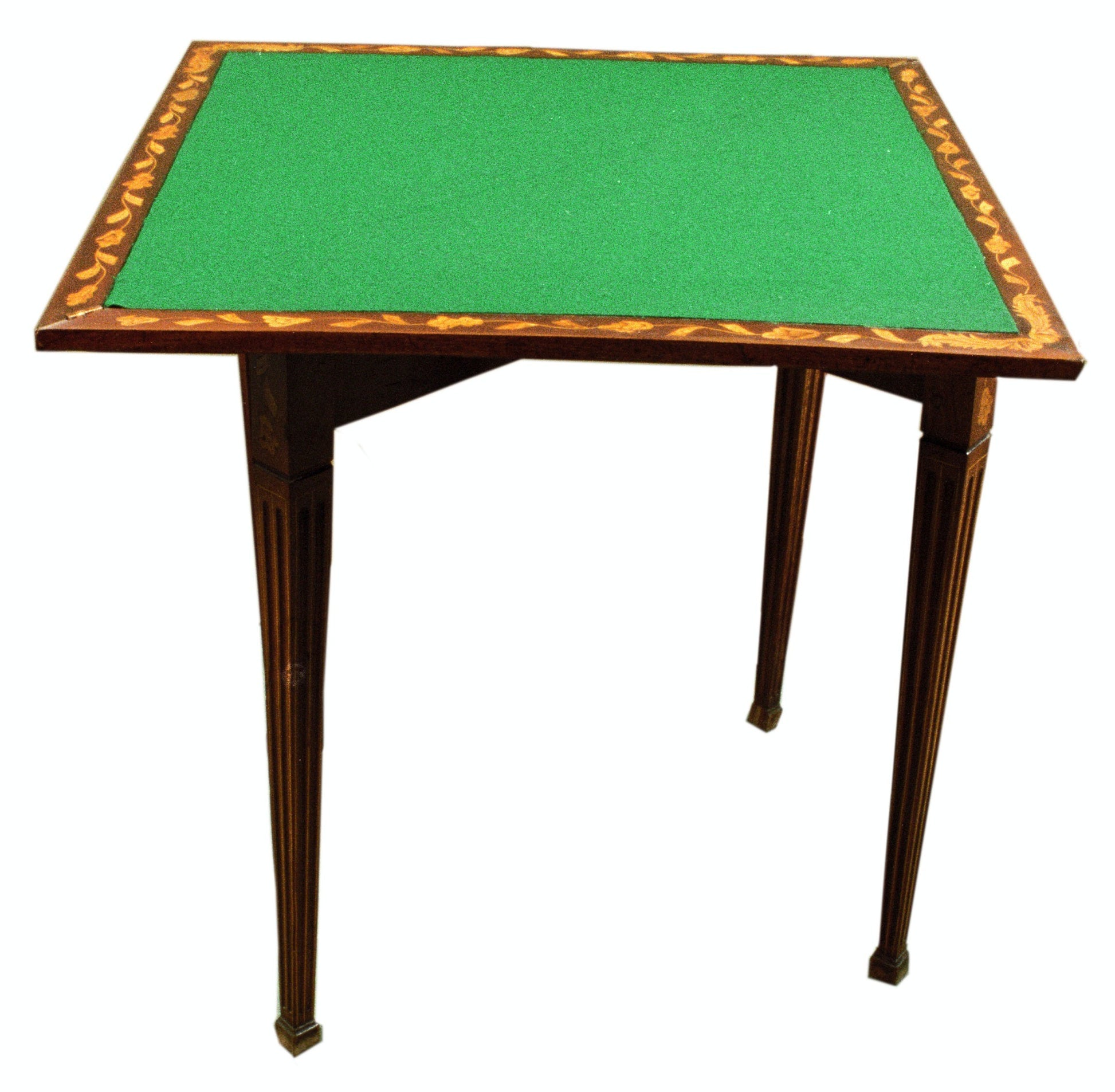 Antico tavolo da gioco olandese del 1800 in mogano intarsiato acero