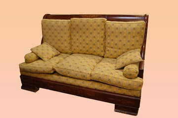 French Charles X style sofa from the 1800s in mahogany with inlays