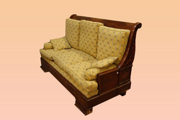 French Charles X style sofa from the 1800s in mahogany with inlays