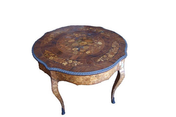 Table de salon antique hollandaise marquetée de 1700 Louis XV