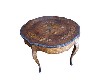 Antique Dutch inlaid center table from 1700 Louis XV