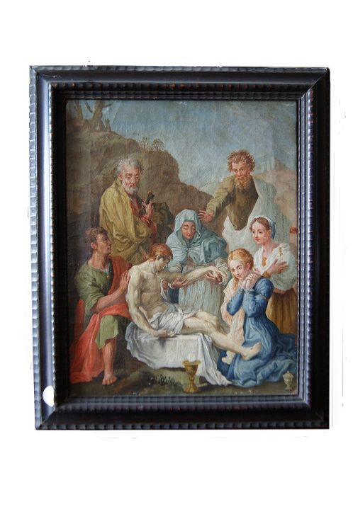 Antico dipinto del 1700 Gesù deposto nel Sepolcro