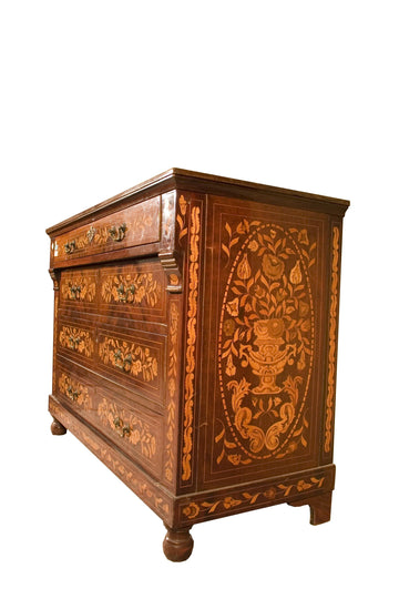 1700s Dutch chest of drawers in inlaid mahogany in Louis XVI style