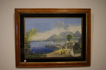 Paire de gouaches françaises antiques des années 1800 et loupe d'orme