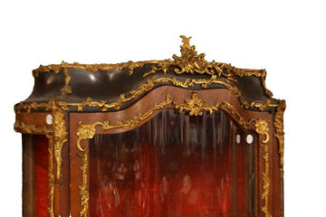 Antique Louis XV display cabinet inlaid and with bronzes from the 1800s