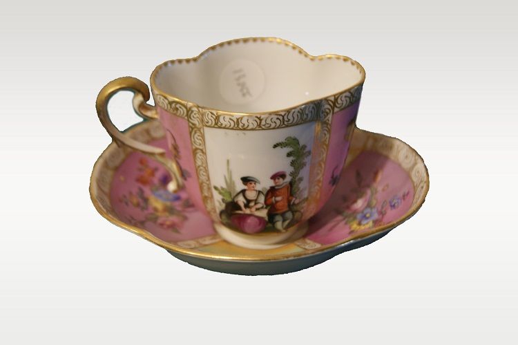 Tazza in porcellana del 1800 Meissen con marchio