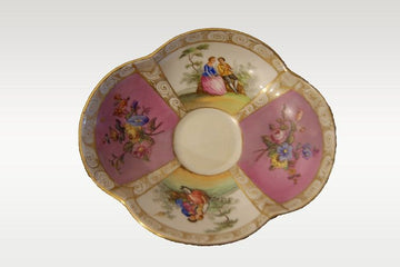 Tazzina con piattino in porcellana Meissen rosa