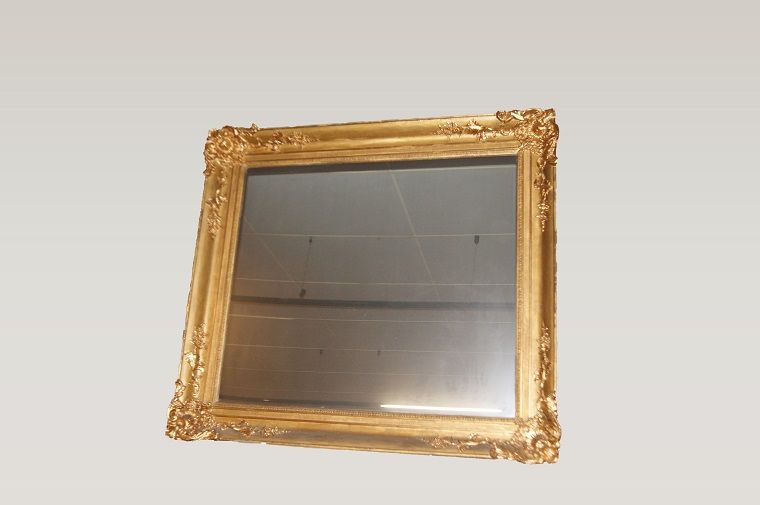 Grande antica specchiera quadrata del 1800 foglia oro 