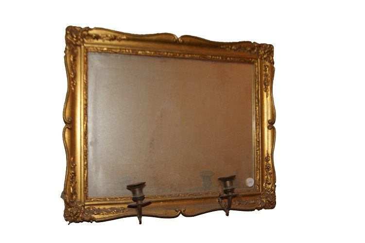 Coppia di specchiere piccole del 1800 francesi Luigi XV fogliaoro