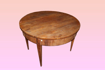 Antique Louis XVI circular extendable table in French walnut from the 1800s
