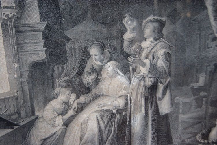Antica stampa francese del 1800 "La femme Ludropique"