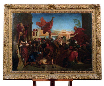 Huile sur toile italienne ancienne de 1700 représentant : Miracle de Saint Marc