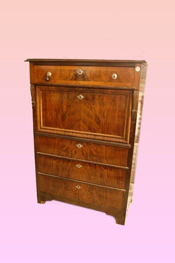 Antique Biedermeier walnut secretaire desk chest from the 1800s