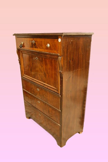 Antique Biedermeier walnut secretaire desk chest from the 1800s