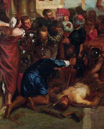 Huile sur toile italienne ancienne de 1700 représentant : Miracle de Saint Marc