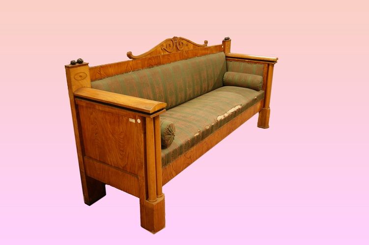 Antico divano del 1800 svedese in noce stile Biedermeier