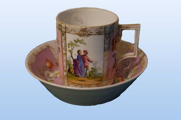 Antique Meissen porcelain cup and saucer from the 1800s