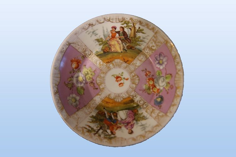 Antique Meissen porcelain cup and saucer from the 1800s