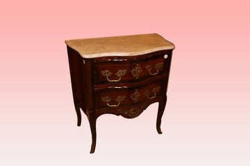 Splendid French small chest of drawers from the early 1800s in Regency style in bois de violette wood