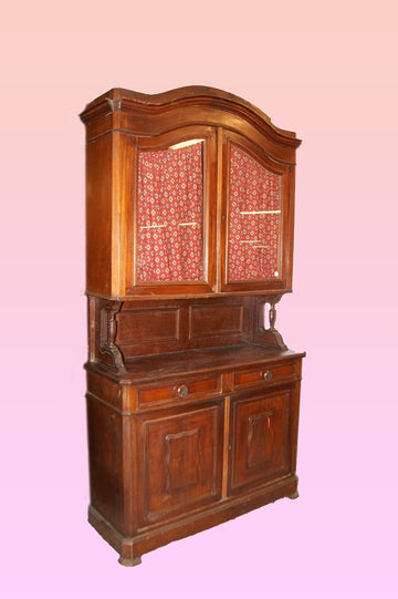 Vitrine double corps Louis Philippe du 19ème siècle en bois de noyer