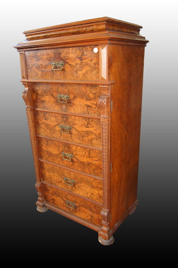 Northern European Biedermeier style secretaire in walnut root