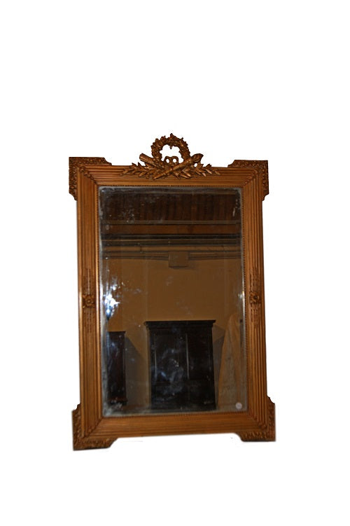 Bellissima specchiera francese stile Luigi XVI in legno dorato foglia oro