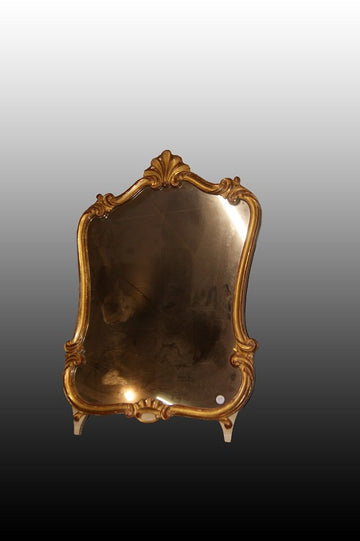 Miroir français du début des années 1900 façonné et doré à la feuille d'or