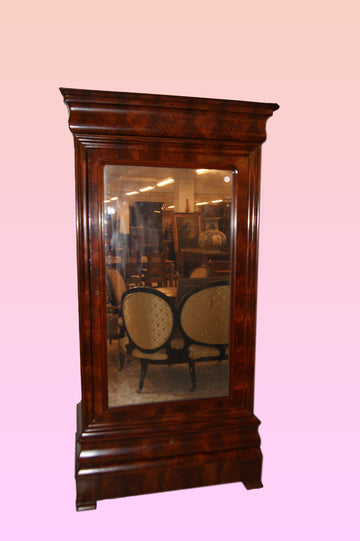 French wardrobe from the 19th century, Louis Philippe style, 1 door with mirror