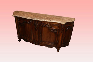 Magnificent large Provençal style sideboard from the 1800s with white veined marble top