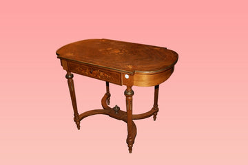 Tavolo da salotto francese stile Luigi XVI del 1800 in bois de rose