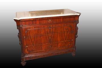 Paire de belles commodes italiennes de style Louis Philippe du 19ème siècle en palissandre