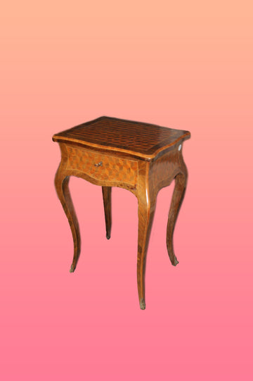 19th century French Louis XV style dressing table in marquetterie inlaid walnut