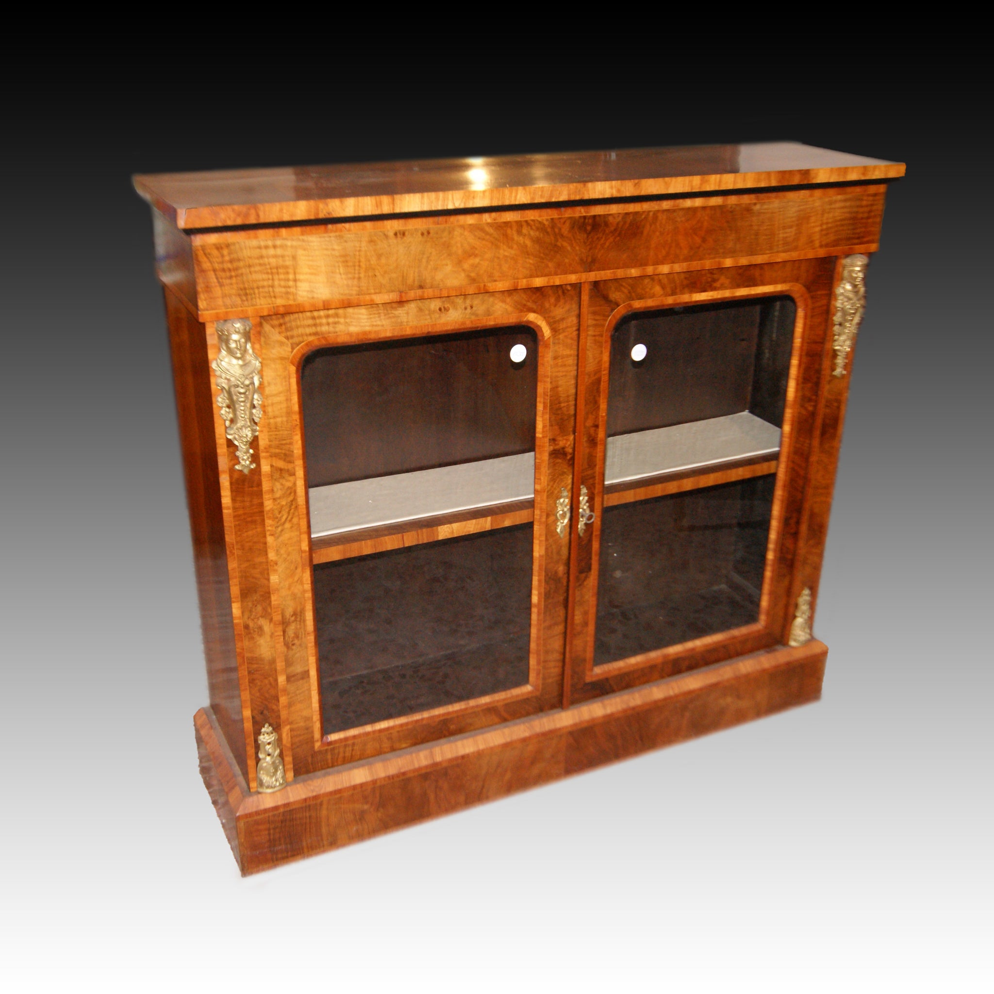 Vetrina 2 porte vittoriana del 1800 in legno di noce