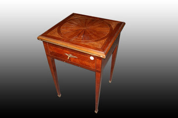 19th century Louis XVI style card table in mahogany wood with inlays