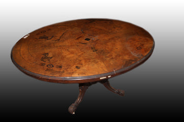 English inlaid coffee table from the first half of the 19th century - Walnut burl