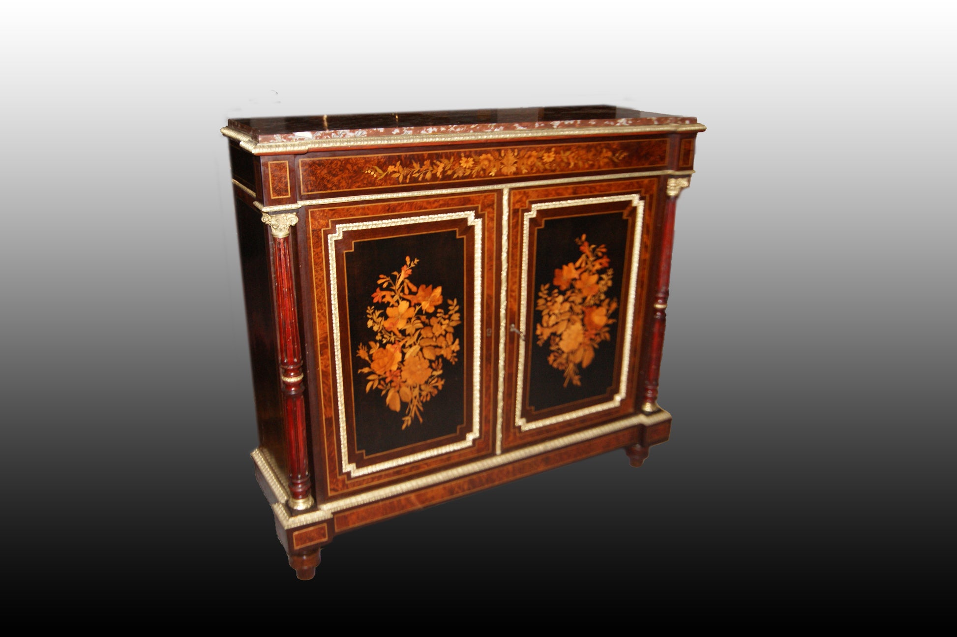 Credenza Servante francese del 1800 stile Luigi XVI in Ebano Restaurato